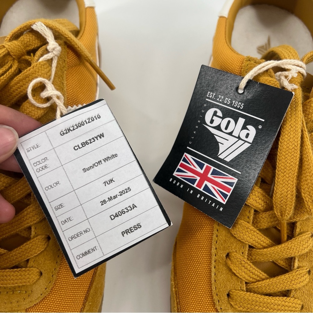 Gola Elan Yellow White Suede Colorful Lace Up Low Top Casual Sneakers 9 SAMPLE - Picture 2 of 9